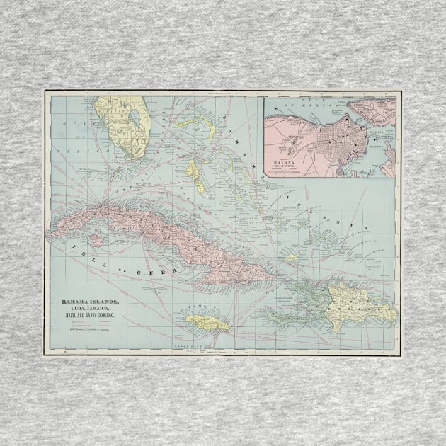Vintage Map of The Caribbean (1901) by Bravuramedia